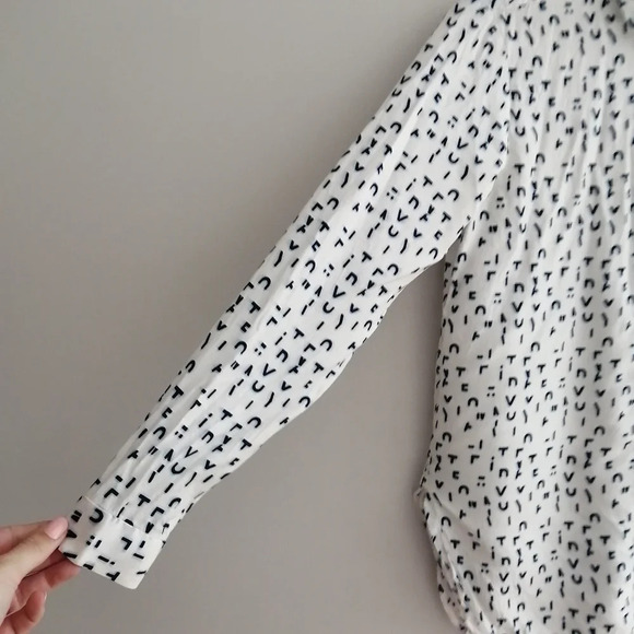 Maje Chacha Letter Print Silk Viscose Button Up Blouse Twee Maje 1 or Small - Picture 5 of 16